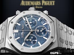 Audemars Piguet 愛彼 AP錶 Royal Oak 皇家橡樹系列 不鏽鋼鍊帶款 26240ST.OO.1320ST.05 飛返計時功能 <font color="#0080FF"> 獨特深邃雲夜藍 雲夜藍色調面盤 </font><font color="#FF0000">2024年保卡</font>&nbsp;自動上鍊&nbsp;41mm
