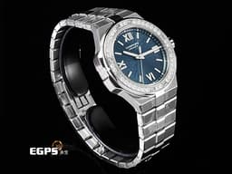 CHOPARD 蕭邦 ALPINE EAGLE 33 雪山傲翼系列 298617-3002 不銹鋼材質 <font color="#00ffff">藍色拉絲紋面盤</font> <font color="#ffff00">原廠鑲嵌鑽石錶圈</font> <font color="#FF0000">2026年保單</font>&nbsp;自動上鍊 33mm