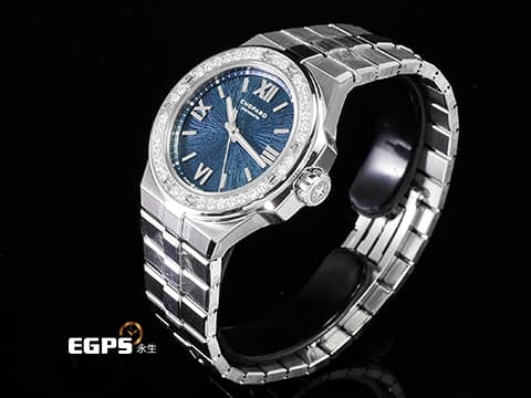 CHOPARD 蕭邦 ALPINE EAGLE 33 雪山傲翼系列 298617-3002 不銹鋼材質 藍色拉絲紋面盤 原廠鑲嵌鑽石錶圈 2026年保單&nbsp;自動上鍊 33mm