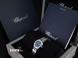 CHOPARD 蕭邦 ALPINE EAGLE 33 雪山傲翼系列 298617-3002 不銹鋼材質 <font color="#00ffff">藍色拉絲紋面盤</font> <font color="#ffff00">原廠鑲嵌鑽石錶圈</font> <font color="#FF0000">2026年保單</font>&nbsp;自動上鍊 33mm
