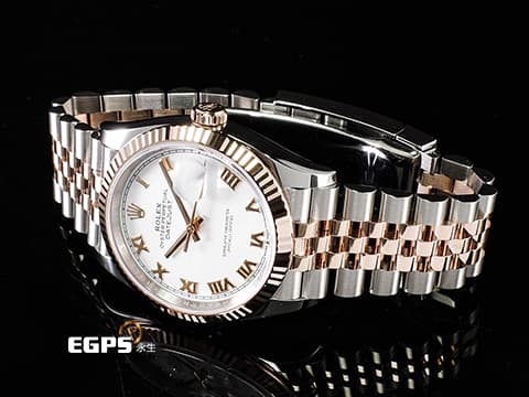 ROLEX 勞力士 Datejust 36 蠔式日誌型 126231 白色面盤搭配玫瑰金羅馬數字時標 DJ36 永恒玫瑰金 半金款  2026年保卡 紀念型（Jubilee）五銖錶帶 自動上鍊 36mm