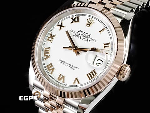 ROLEX 勞力士 Datejust 36 蠔式日誌型 126231 白色面盤搭配玫瑰金羅馬數字時標 DJ36 永恒玫瑰金 半金款  2026年保卡 紀念型（Jubilee）五銖錶帶 自動上鍊 36mm