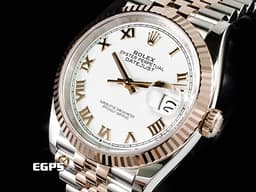 ROLEX 勞力士 Datejust 36 蠔式日誌型 126231 <font color="#F0F0F0">白色面盤</font>搭配<font color="#f3baa1">玫瑰金羅馬數字時標</font> DJ36 永恒玫瑰金 半金款  <font color="#FF0000">2026年保卡 紀念型（Jubilee）五銖錶帶</font> 自動上鍊 36mm