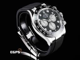 ROLEX 勞力士 Daytona 126519LN 迪通拿 計時碼表 18K白金材質 膠帶款 <font color="#FF0000"> 2025年保卡</font> <font color="#ff00ff"> 原鑲鑽石時標 黑色熊貓面盤&nbsp;</font><span style="color: rgb(5, 240, 240);">新款Rolex Glidelock延展系統摺疊帶扣</span>&nbsp;自動上鏈 40mm