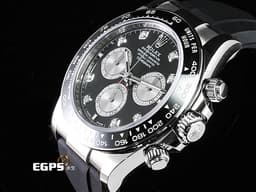 ROLEX 勞力士 Daytona 126519LN 迪通拿 計時碼表 18K白金材質 膠帶款 <font color="#FF0000"> 2025年保卡</font> <font color="#ff00ff"> 原鑲鑽石時標 黑色熊貓面盤&nbsp;</font><span style="color: rgb(5, 240, 240);">新款Rolex Glidelock延展系統摺疊帶扣</span>&nbsp;自動上鏈 40mm
