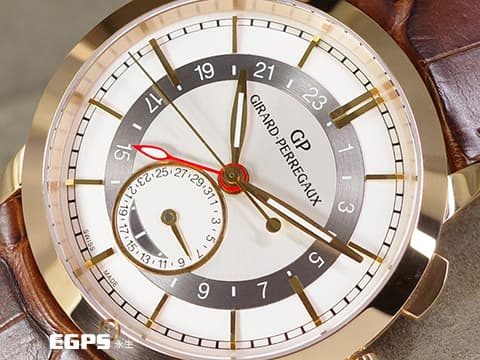 GIRARD-PERREGAUX 芝柏 GP錶 1966系列 49544-52-131-bbb0 18K玫瑰金材質 GMT 第二時區指針 日期小錶盤 新錶參考訂價：989,000元  自動腕錶 40mm