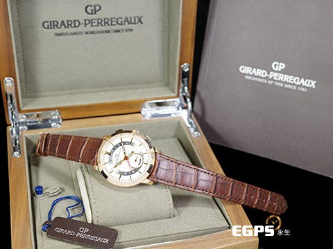 GIRARD-PERREGAUX 芝柏 GP錶 1966系列 49544-52-131-bbb0 18K玫瑰金材質 GMT 第二時區指針 日期小錶盤 新錶參考訂價：989,000元  自動腕錶 40mm