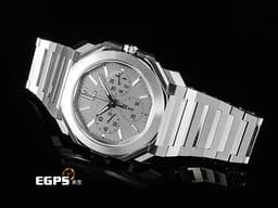 BVLGARI 寶格麗 Octo Finissimo Chronograph GMT 不鏽鋼材質 103661 兩地時間 計時碼錶 <font color=#e2e2e2>銀色垂直髮絲紋面盤 鍍銠時標</font> 超薄 <font color=#FF0000>2024年保單</font> 自動上鍊 43mm
