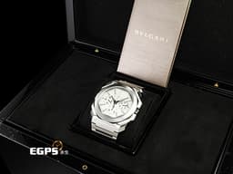 BVLGARI 寶格麗 Octo Finissimo Chronograph GMT 不鏽鋼材質 103661 兩地時間 計時碼錶 <font color=#e2e2e2>銀色垂直髮絲紋面盤 鍍銠時標</font> 超薄 <font color=#FF0000>2024年保單</font> 自動上鍊 43mm