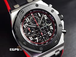 Audemars Piguet AP錶 愛彼錶 Royal Oak Offshore 26470SO 皇家橡樹離岸型 26470SO.OO.A002CA.01 不鏽鋼材質 <font color=#ffffff>黑熊 黑色陶瓷圈款</font> <font color=#70cce1>已回原廠洗油保養更換機芯</font> <font color=#ff0000>2019年保卡</font> 計時碼表 自動上鏈 42mm