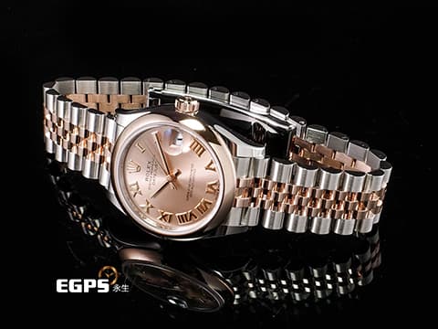 ROLEX 勞力士 DateJust 278241 18K玫瑰金材質 半金款  玫瑰金羅馬時標、面盤 2024年新式保卡 紀念型錶帶 自動上鍊 31mm