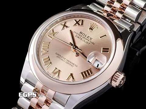 ROLEX 勞力士 DateJust 278241 18K玫瑰金材質 半金款  玫瑰金羅馬時標、面盤 2024年新式保卡 紀念型錶帶 自動上鍊 31mm