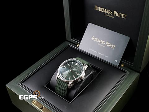 Audemars Piguet 愛彼 AP錶 CODE 11.59系列 15210ST.OO.A056KB.01 綠色同心圓漣漪紋飾面盤 大三針 不鏽鋼 2024年保單 自動上鍊 41mm
