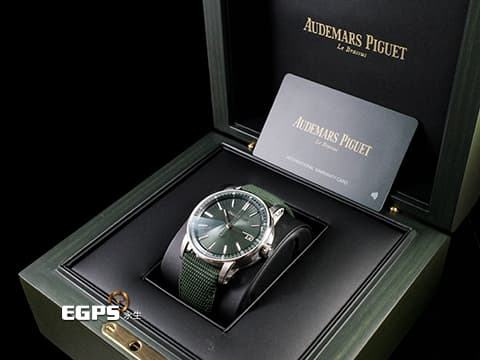 Audemars Piguet 愛彼 AP錶 CODE 11.59系列 15210ST.OO.A056KB.01 綠色同心圓漣漪紋飾面盤 大三針 不鏽鋼 2023年保單 自動上鍊 41mm