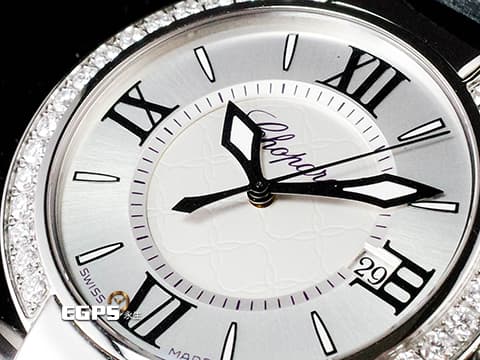 CHOPARD 蕭邦 Imperiale系列 388532-3001 不鏽鋼材質 388532 銀色雕刻刺繡圖案面盤 精鑲鑲鑽錶圈 錶冠鑲嵌一顆凸圓形紫水晶 石英機芯 36mm