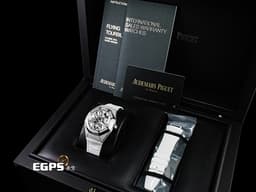 Audemars Piguet 愛彼 AP錶 Royal Oak Concept Flying Tourbillon 皇家橡樹 概念系列 26227BC 18K白金材質 26227BC.ZZ.D011CR.01 <font color=#869edd>原廠鑲嵌468顆鑽石（共3.67克拉） 飛行陀飛輪 </font> <font color=#FF0000>錶冠鑲嵌一顆半透明的凸圓形藍寶石 附贈一條白色「星座」橡膠錶帶</font> 手動上鏈 38.5mm