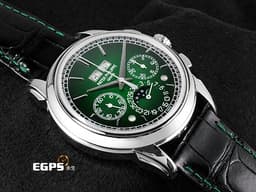 Patek philippe 百達翡麗 PP 5270P-001 鉑金材質 5270P Platium 萬年曆 月相顯示 計時功能 超複雜功能時計系列 <font color=#49ca41> 漸層綠漆面盤 綠色縫線黑色皮錶帶 </font> <font color=#ff0000>2023年保單 新錶參考訂價：7,117,000元</font><font color=#FFFF33> 此錶歡迎各路錶友以 PP、AP、勞力士 來店交換，本店將以最高價評估～</font> 手上鍊 41mm