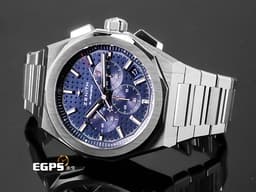 ZENITH 真力時 DEFY Skyline 碟飛 天際線 03.9500.3600/51.I001&nbsp;<font color="#468bcc">藍色四芒星飾太陽紋面盤</font>&nbsp;高振頻 1/10秒 計時碼表 不鏽鋼材質&nbsp;<font color="#FF0000">2024年台灣公司貨 新式錶帶快拆設計 附原廠藍色橡膠錶帶 </font> 自動上鍊 42mm