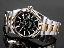 ROLEX 勞力士 Sky-Dweller 336933 天行者 不鏽鋼&18K黃金材質 半金款 年曆錶 <font color=#FF0000><font color=#ffff00>半金黑色面盤天行者 Cal.9002機芯 </font> 2023年保卡 板帶款 </font> 自動上鍊 42mm