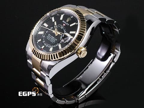 ROLEX 勞力士 Sky-Dweller 336933 天行者 不鏽鋼&amp;18K黃金材質 半金款 年曆錶 半金黑色面盤天行者 Cal.9002機芯  2023年保卡 板帶款  自動上鍊 42mm