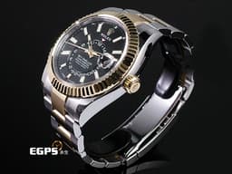 ROLEX 勞力士 Sky-Dweller 336933 天行者 不鏽鋼&18K黃金材質 半金款 年曆錶 <font color=#FF0000><font color=#ffff00>半金黑色面盤天行者 Cal.9002機芯 </font> 2023年保卡 板帶款 </font> 自動上鍊 42mm