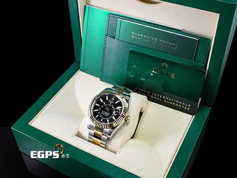 ROLEX 勞力士 Sky-Dweller 336933 蠔式 天行者 18K黃金 半金款 最新9002機芯 兩地時間 年曆錶 沙羅系統 經典三角坑紋錶圈 2024年保卡 蠔式（Oyster）三節錶帶 自動上鍊 42mm