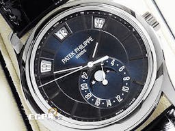 PATEK PHILIPPE 百達翡麗 PP錶 Complications 複雜功能時計 Annual Calendar 5205G-013 <font color=#4169e1>藍色漸變黑色日輝紋錶盤</font> 年曆錶 月相盈虧 18K白金材質 <font color=#FF0000>2023年保單</font> 5205 G <font color=#FFFF33>歡迎各錶友以 PP、AP、勞力士 來店交換，本店將以最高價評估～</font> 自動上鍊 40mm