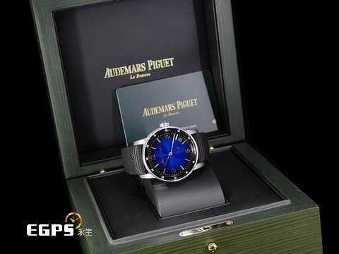 Audemars Piguet AP 愛彼 AP錶 CODE 11.59系列 15210BC.OO.A002KB.01 18K白金材質 煙燻藍色太陽紋亮漆面盤 15210  2023年保卡 自動上鍊 41mm