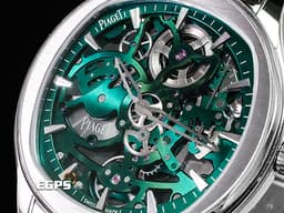 PIAGET 伯爵 Polo Skeleton系列 枕型 G0A47008 不鏽鋼材質 <font color=#4cc844>綠色鏤空面盤 微型自動盤超薄鏤空機芯</font> <font color=#FF0000>新式快拆錶帶 2023年保卡</font> 自動上鍊 42mm