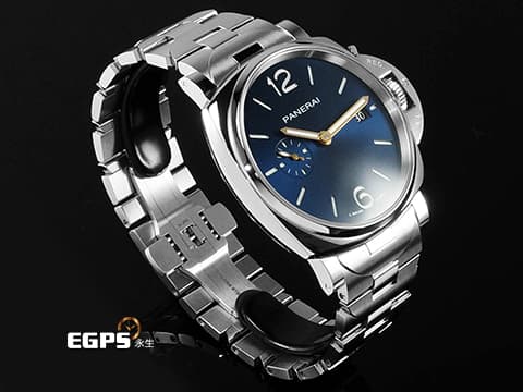 PANERAI 沛納海 Luminor Due 3 Days PAM1124 經典夜光三明治藍色面盤 三日鍊 小秒針 PAM01124 不鏽鋼 2026年保卡 自動上鍊 42mm