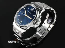 PANERAI 沛納海 Luminor Due 3 Days PAM1124 <font color="#0080FF">經典夜光三明治藍色面盤</font> 三日鍊 小秒針 PAM01124 不鏽鋼 <font color="#FF0000">2026年保卡</font> 自動上鍊 42mm