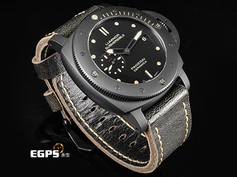 PANERAI 沛納海 Luminor Submersible 1950 3 Days PAM00508 PAM508 黑色陶瓷材質 菸草色時標及指針  2015年保單 限量編號證書 限量1000支 經典47mm大錶徑  自動上鍊 47mm