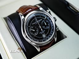 Carl F. Bucherer 寶齊萊 Manero 馬利龍系列 00.10919.08.33.01 不鏽鋼材質 <font color=#fdd684>自製天文台認證機芯 飛返計時碼表 古典優雅氣質黑面盤搭配鱷魚皮錶帶</font> <font color=#ff0000>2022年保卡 台灣公司貨 附原廠全新鏈帶 </font> 自動上鍊 43mm