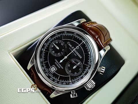 Carl F. Bucherer 寶齊萊 Manero 馬利龍系列 00.10919.08.33.01 不鏽鋼材質 自製天文台認證機芯 飛返計時碼表 古典優雅氣質黑面盤搭配鱷魚皮錶帶 2022年保卡 台灣公司貨 附原廠全新鏈帶  自動上鍊 43mm