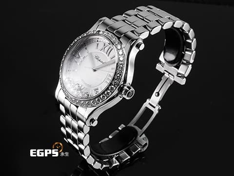 CHOPARD 蕭邦 Happy Sport 快樂鑽 278559-3004 不鏽鋼材質 原廠7顆圓形跑鑽 原廠鑲嵌鑽石錶圈 2025年保單 自動上鍊 36mm