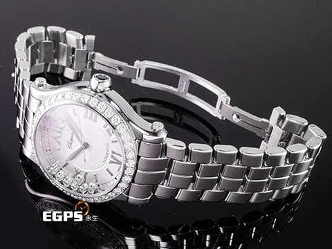 CHOPARD 蕭邦 Happy Sport 快樂鑽 278559-3004 不鏽鋼材質 原廠7顆圓形跑鑽 原廠鑲嵌鑽石錶圈 2025年保單 自動上鍊 36mm