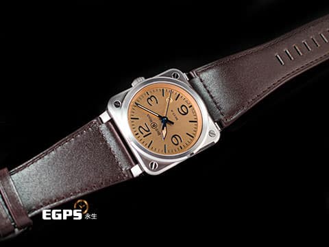 Bell &amp; Ross 柏萊士 Instrument系列 BR03-A Copper 電鍍金銅紅棕色面盤 鮭魚面 大三針 藍鋼指針 BR03A-GB-ST/SCA 不鏽鋼 2024年保單 自動上鍊 41mm