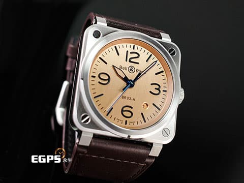 Bell &amp; Ross 柏萊士 Instrument系列 BR03A-GB-ST 電鍍金銅紅棕色面盤 鮭魚面 大三針 藍鋼時針 BR03 Copper 不鏽鋼 2024年保單 自動上鍊 41mm