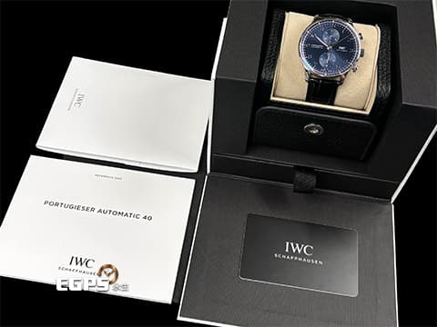 IWC 萬國 Portugieser Chronograph 葡萄牙 系列 IW371606 計時碼錶 藍色放射紋面盤 不鏽鋼 透明錶背款 2024年保單 自動上鍊 41mm