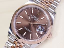 ROLEX 勞力士 Datejust 36 蠔式日誌型 126201 <font color=#D2691E>巧克力色面盤</font> 經典 DJ36 永恒玫瑰金 半金款 <font color=#FF0000>2024年保單 紀念型（Jubilee）五銖錶帶</font> 自動上鍊 36mm