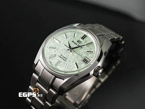 GRAND SEIKO 特級精工 GS 精工 Heritage Collection系列 SBGH343 Hi-Beat 36000 高振頻 錶盤設計源自 二十四節氣「清明」，此時萌發的櫻花新葉，淺粉色的櫻花花瓣間，新葉在陽光下閃爍著清新的淺綠色光芒 白鈦材質 2024年保單 自動上鍊 38mm