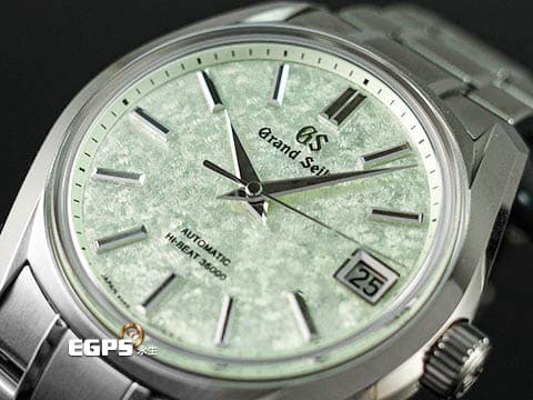 GRAND SEIKO 特級精工 GS 精工 Heritage Collection系列 SBGH343 Hi-Beat 36000 高振頻 錶盤設計源自 二十四節氣「清明」，此時萌發的櫻花新葉，淺粉色的櫻花花瓣間，新葉在陽光下閃爍著清新的淺綠色光芒 白鈦材質 2024年保單 自動上鍊 38mm