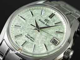 GRAND SEIKO 特級精工 GS 精工 Heritage Collection系列 SBGH343 Hi-Beat 36000 高振頻 <font color=#d7ec9d>錶盤設計源自 二十四節氣「清明」，此時萌發的櫻花新葉，淺粉色的櫻花花瓣間，新葉在陽光下閃爍著清新的淺綠色光芒</font> 白鈦材質 <font color=#FF0000>2024年保單</font> 自動上鍊 38mm