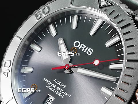 ORIS 豪利時 Aquis Date 時間之海 0173377304153 不鏽鋼材質 灰色面盤 2024年保單 潛水錶 自動上鍊 43.5mm