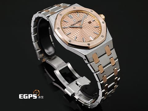 Audemars Piguet 愛彼 AP錶 Royal Oak Lady 皇家橡樹 67650SR.OO.1261SR.01 玫瑰金色格紋面盤 67650 SR 玫瑰金 半金款 2017年台灣公司貨 石英腕錶 33mm