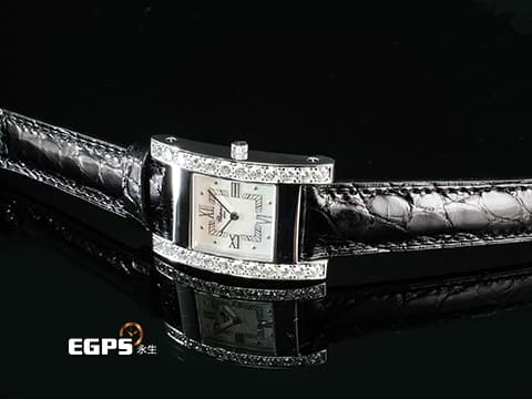 CHOPARD 蕭邦 Your Hour系列 445-1 白K金材質 H型 珍珠母貝面盤 原廠鑲鑽 鑽石時標  石英機芯 19*26mm