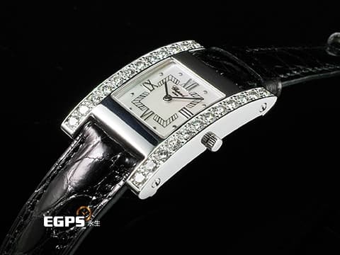 CHOPARD 蕭邦 Your Hour系列 445-1 白K金材質 H型 珍珠母貝面盤 原廠鑲鑽 鑽石時標  石英機芯 19*26mm