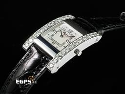 CHOPARD 蕭邦 Your Hour系列 445-1 白K金材質 H型 <font color=#FF0000>珍珠母貝面盤 原廠鑲鑽 鑽石時標 </font> 石英機芯 19*26mm