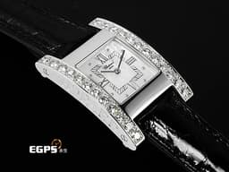 CHOPARD 蕭邦 Your Hour系列 445-1 白K金材質 H型 <font color=#FF0000>珍珠母貝面盤 原廠鑲鑽 鑽石時標 </font> 石英機芯 19*26mm