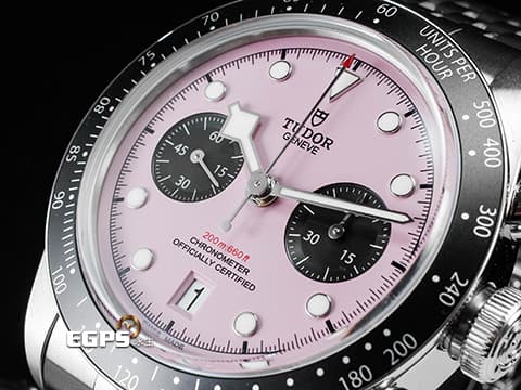 TUDOR 帝舵 Heritage Black Bay Chrono 碧灣 79360N-0019 計時碼錶 最熱門、最具話題性 粉紅熊貓面盤 周杰倫、貝克漢代言款&nbsp;不鏽鋼材質&nbsp;2025年保卡 搭配最新快速調節「T-fit」折疊扣 自動上鍊 41mm